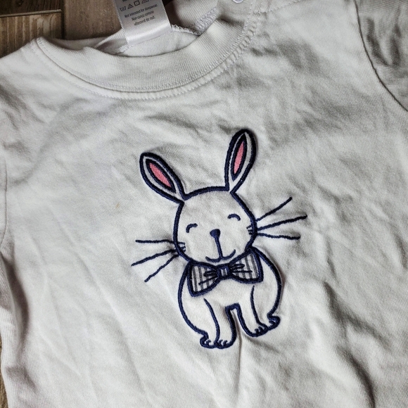 Gymboree Embroidered Baby Bunny Easter Onesie White 100% Cotton EUC Size 18-24m - Picture 8 of 11